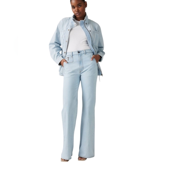 Levis Premium Ribcage Bell Jeans Blue super high rise Wide Leg Flare New - Picture 1 of 16